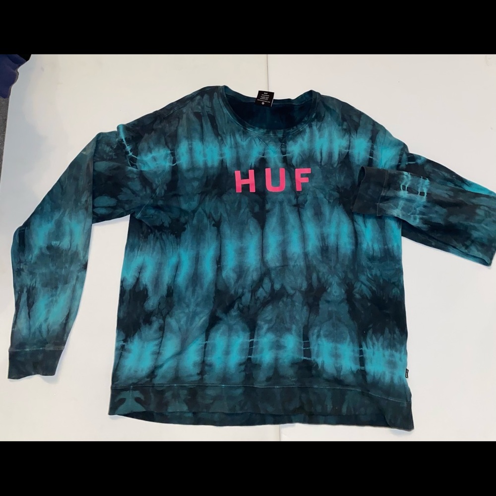 Huf blue and black tie dye sweater